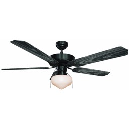 V5956-5 1 Light LED Black Outdoor Ceiling Fan with White Glass Shade